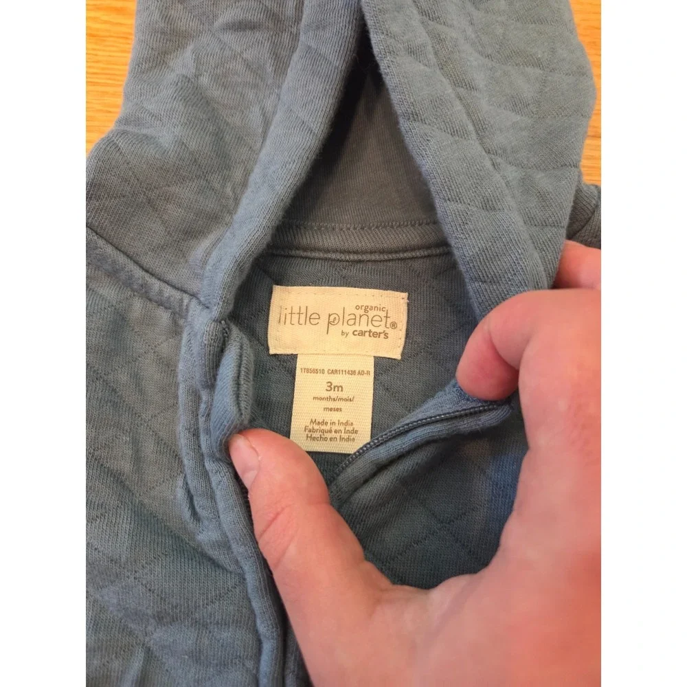 NWT Carters Little Planet Organic Cotton Quilted One Piece Zipper Hooded Baby 3m